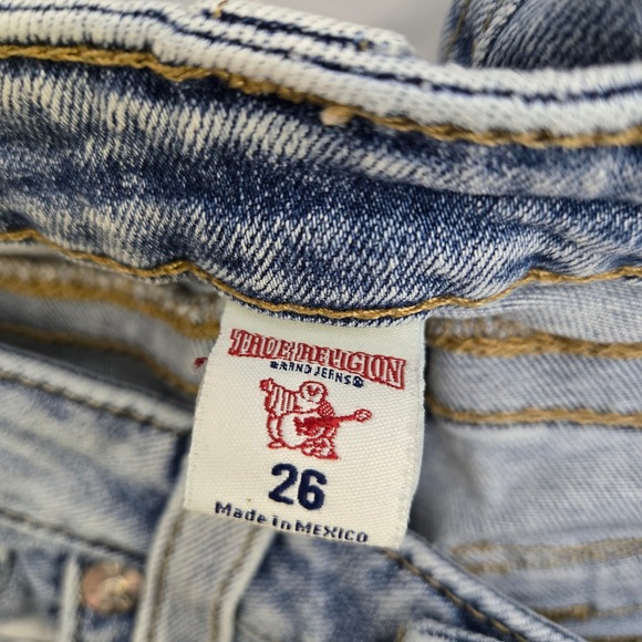 True Religion World Tour Super Skinny Distressed Jeans, Blue Acid Wash, Size 26 - Picture 8 of 8